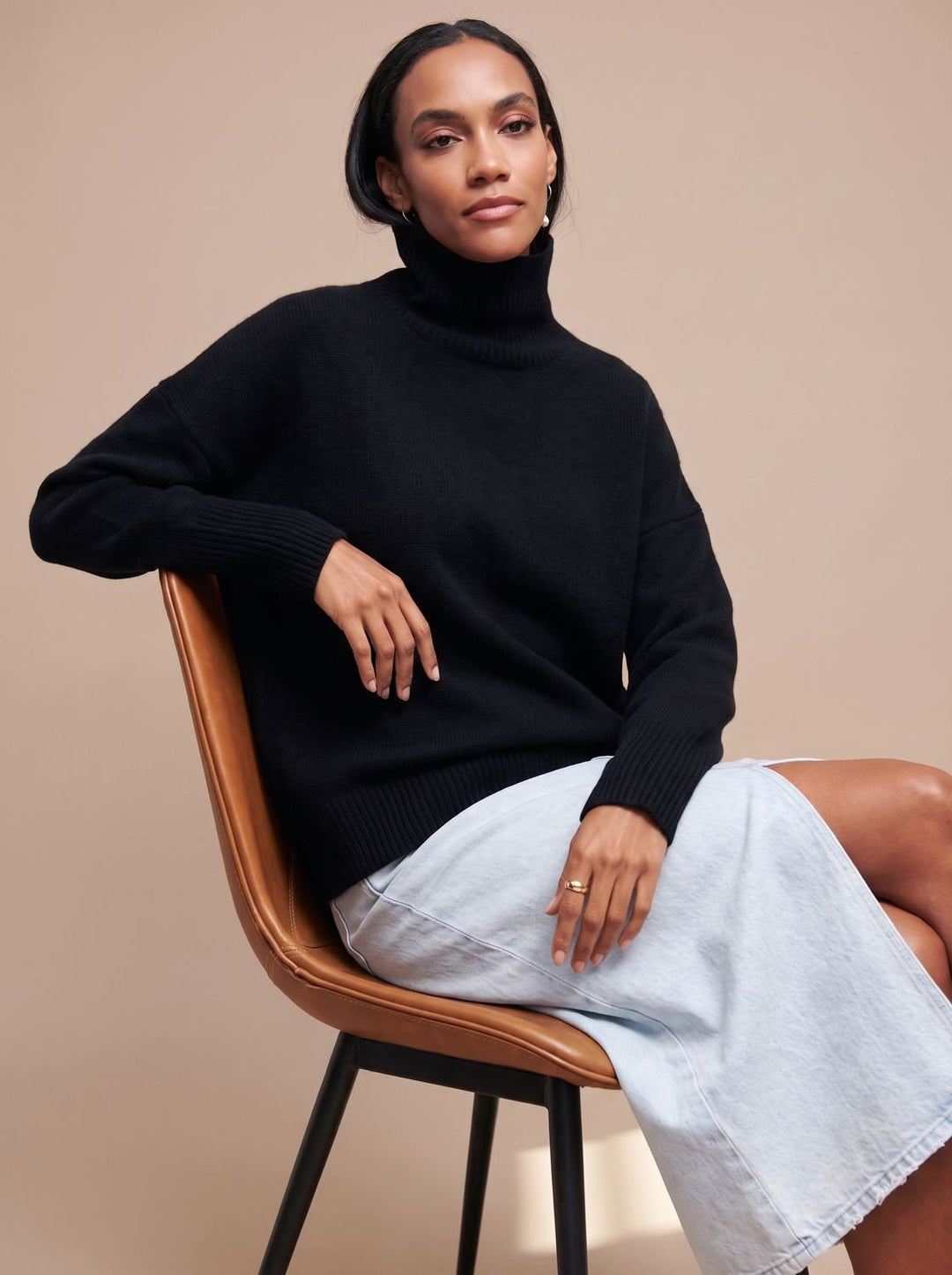 Emilia | Women's Turtleneck Sweater Oversized Loose Knit Sweater