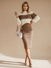Isolde | Turtleneck Sweater and Slit Midi Skirt Set