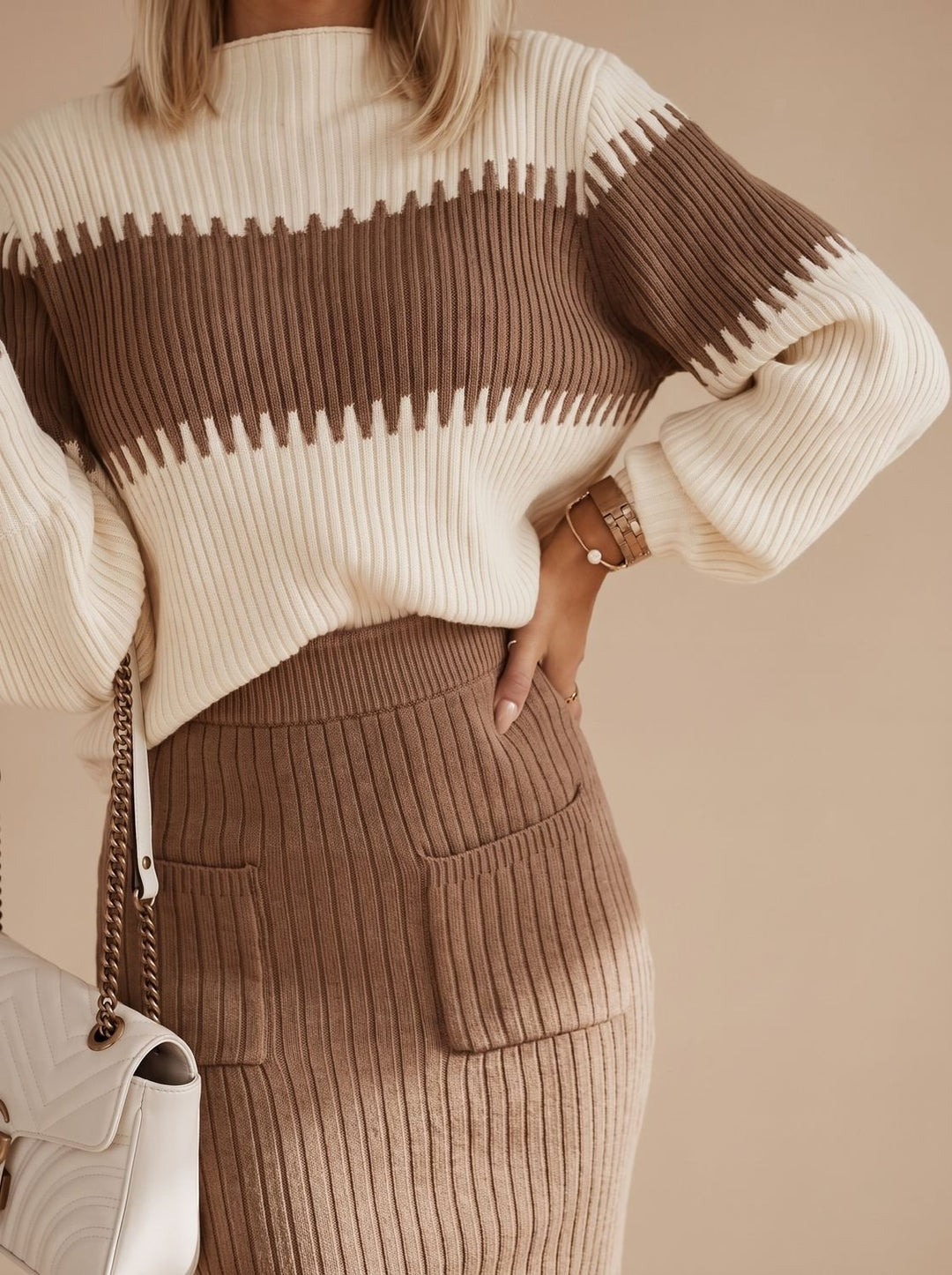 Isolde | Turtleneck Sweater and Slit Midi Skirt Set
