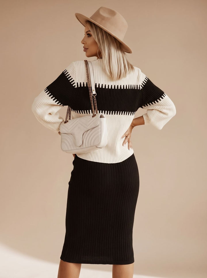 Isolde | Turtleneck Sweater and Slit Midi Skirt Set