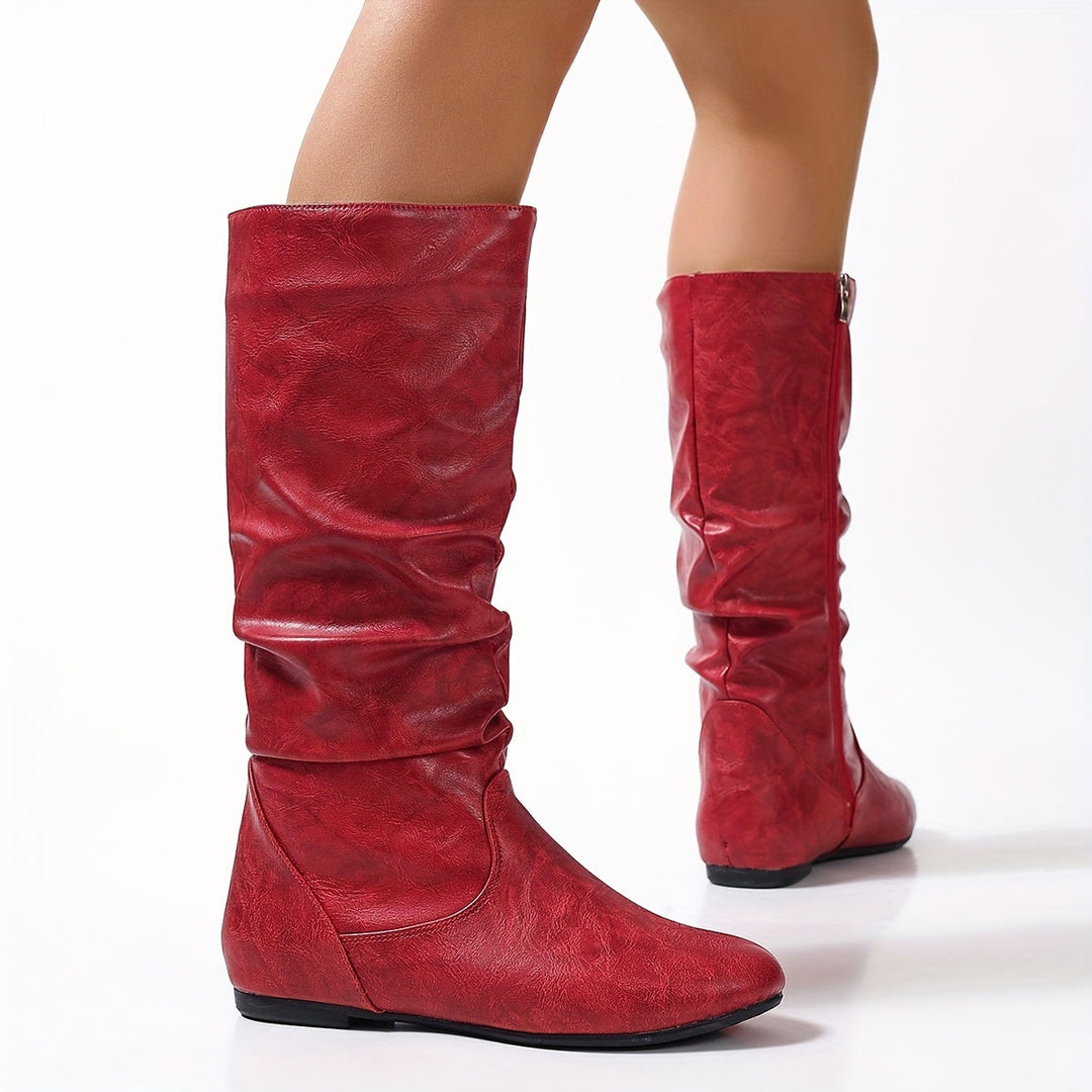 Juniper | Slouched Mid-Calf Boots with Side Zip