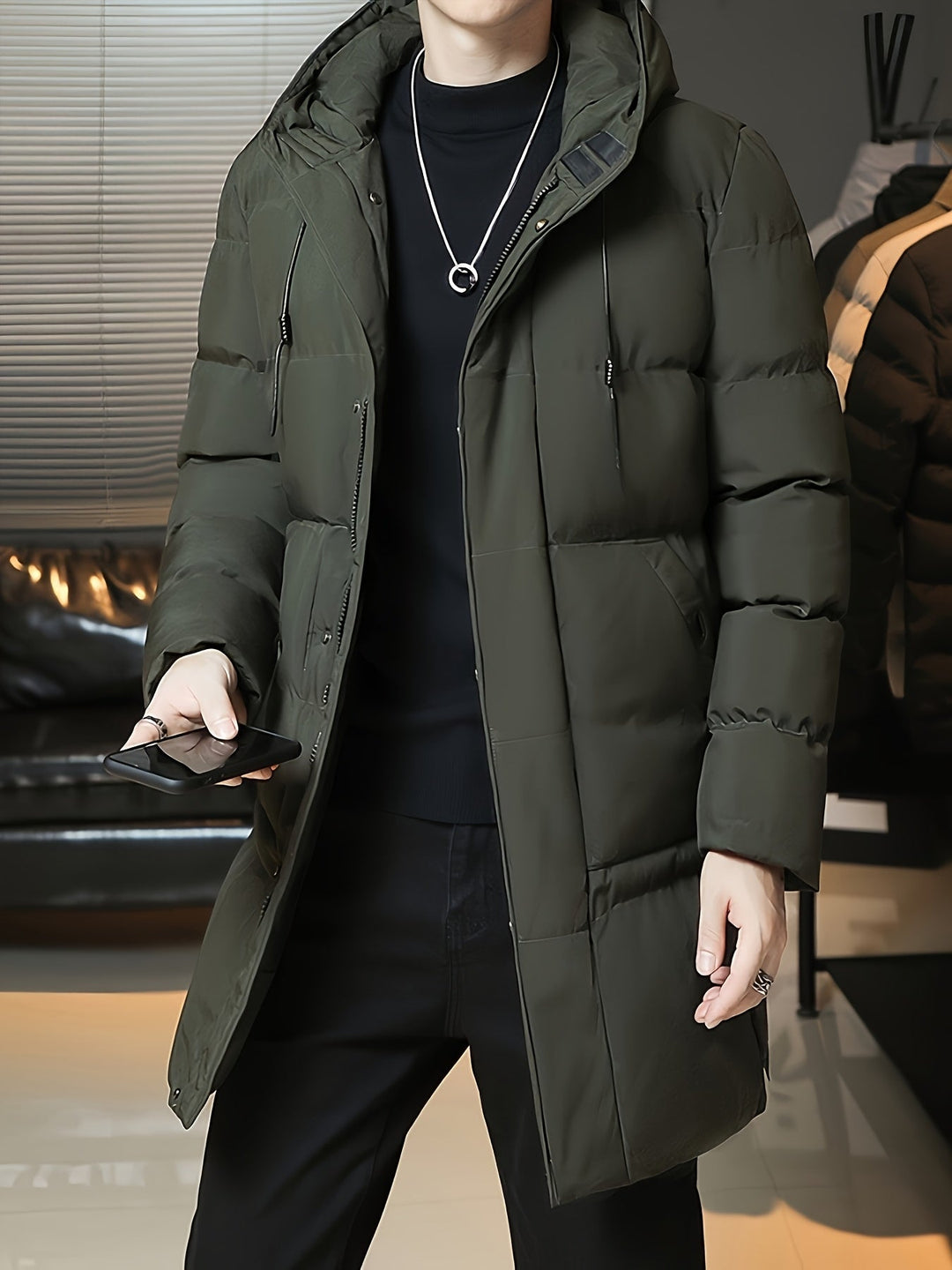 Donovan | Men's Long Puffer Coat with Hood