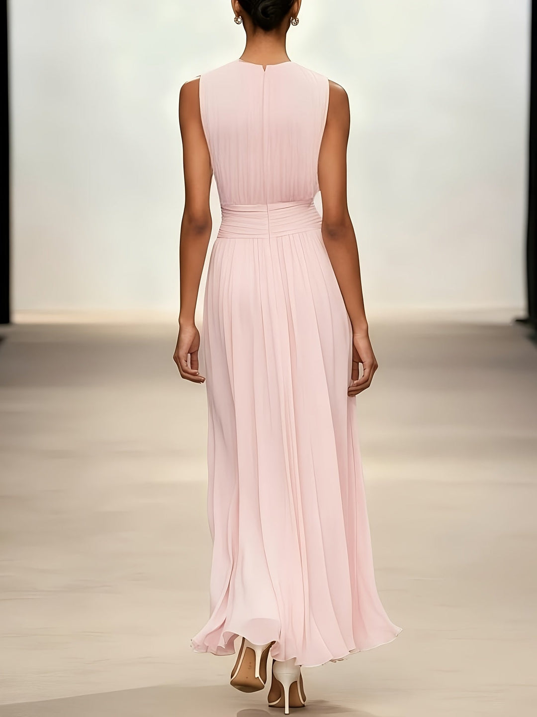 Genevieve | Pleated Maxi Wedding Guest Dress with Ruched Waist