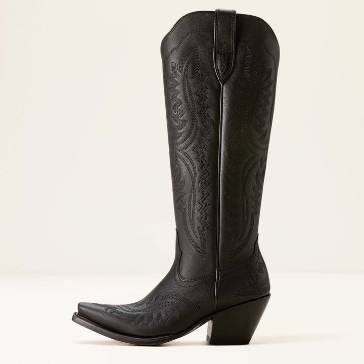 Black Embroidered Pointed Toe Western Boots