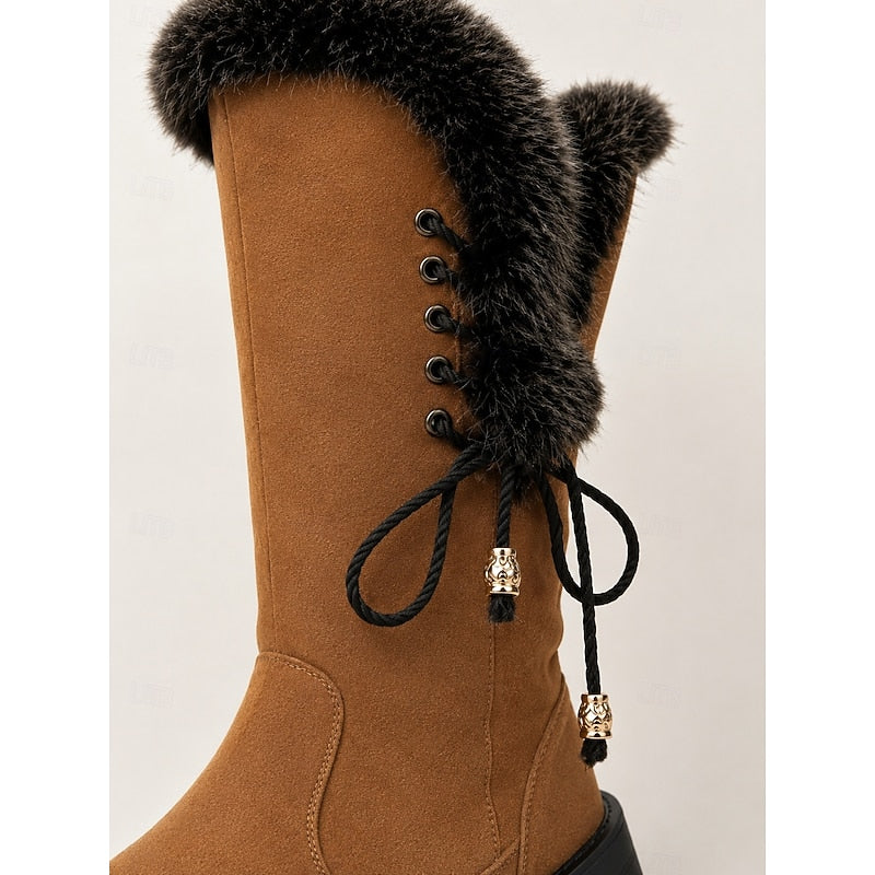 Vivienne | Knee-High Winter Boots with Plush Trim