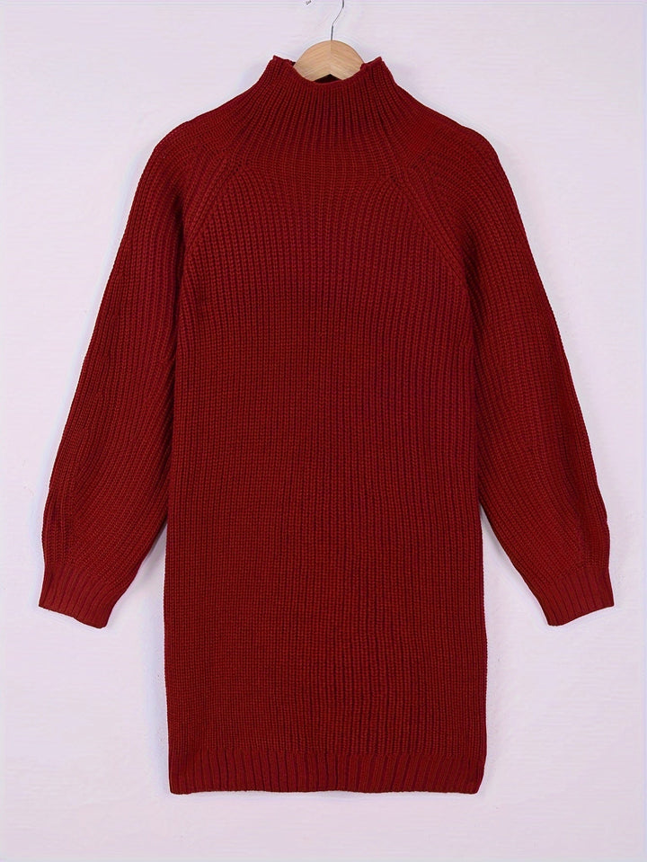 Sabine | Ribbed Half-Turtleneck Sweater Dress