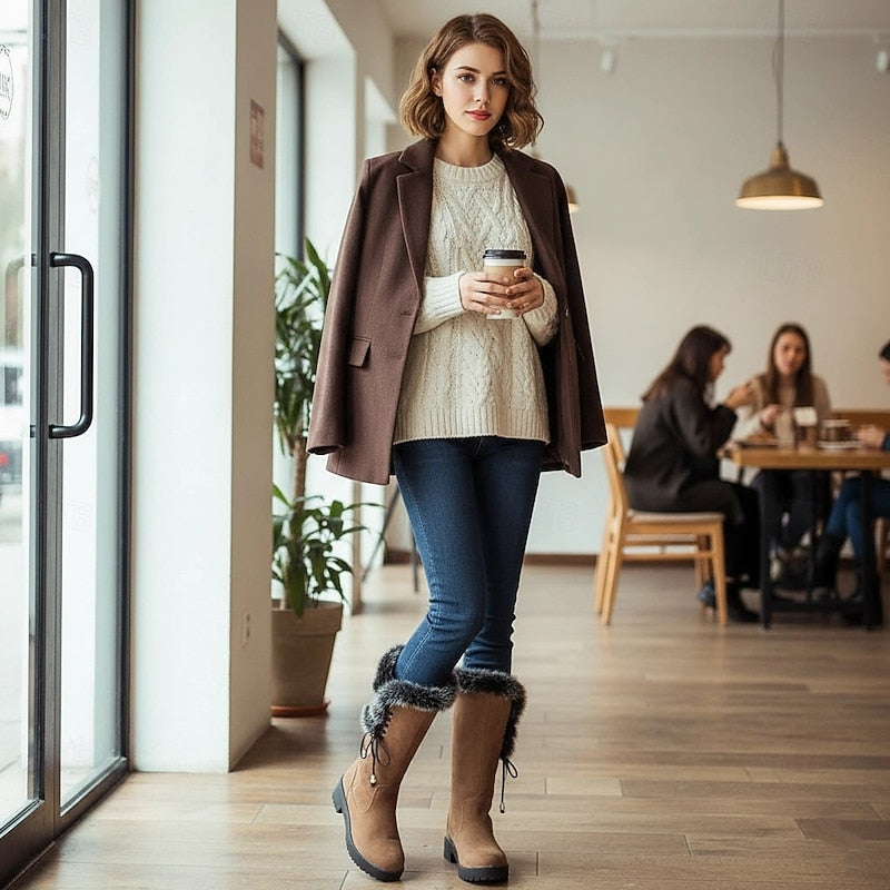 Vivienne | Knee-High Winter Boots with Plush Trim
