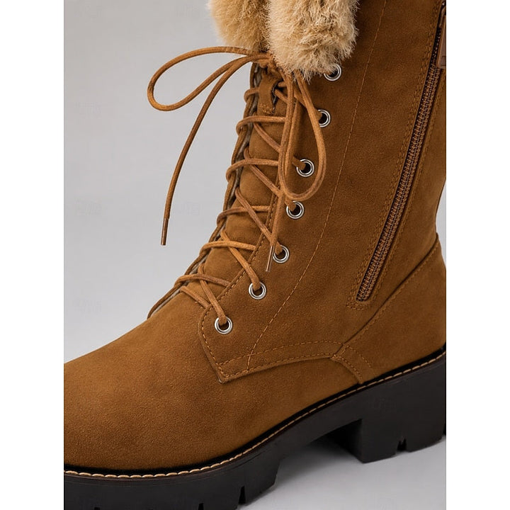 Genevieve | Knee-High Lace-Up Winter Boots with Plush Cuff