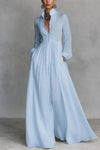 Delphine | Long Sleeve Button-Front Maxi Dress