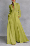 Genevieve | Long Sleeve Button-Front Maxi Dress