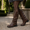 Rosalind | Knee-High Slouch Biker Boots with Double Buckles