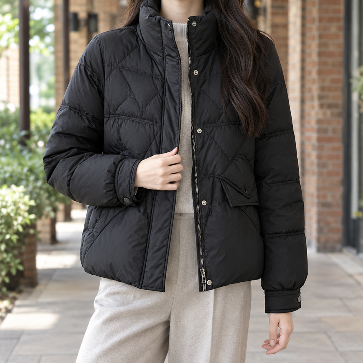 Harlow | Duck Down Diamond Quilted Jacket