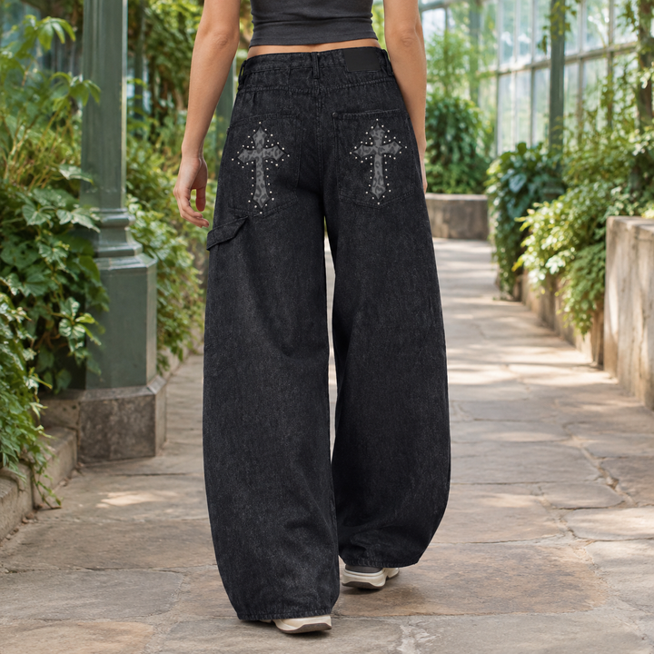 Delaney Rae | Wide Leg Jeans with Studded Detail