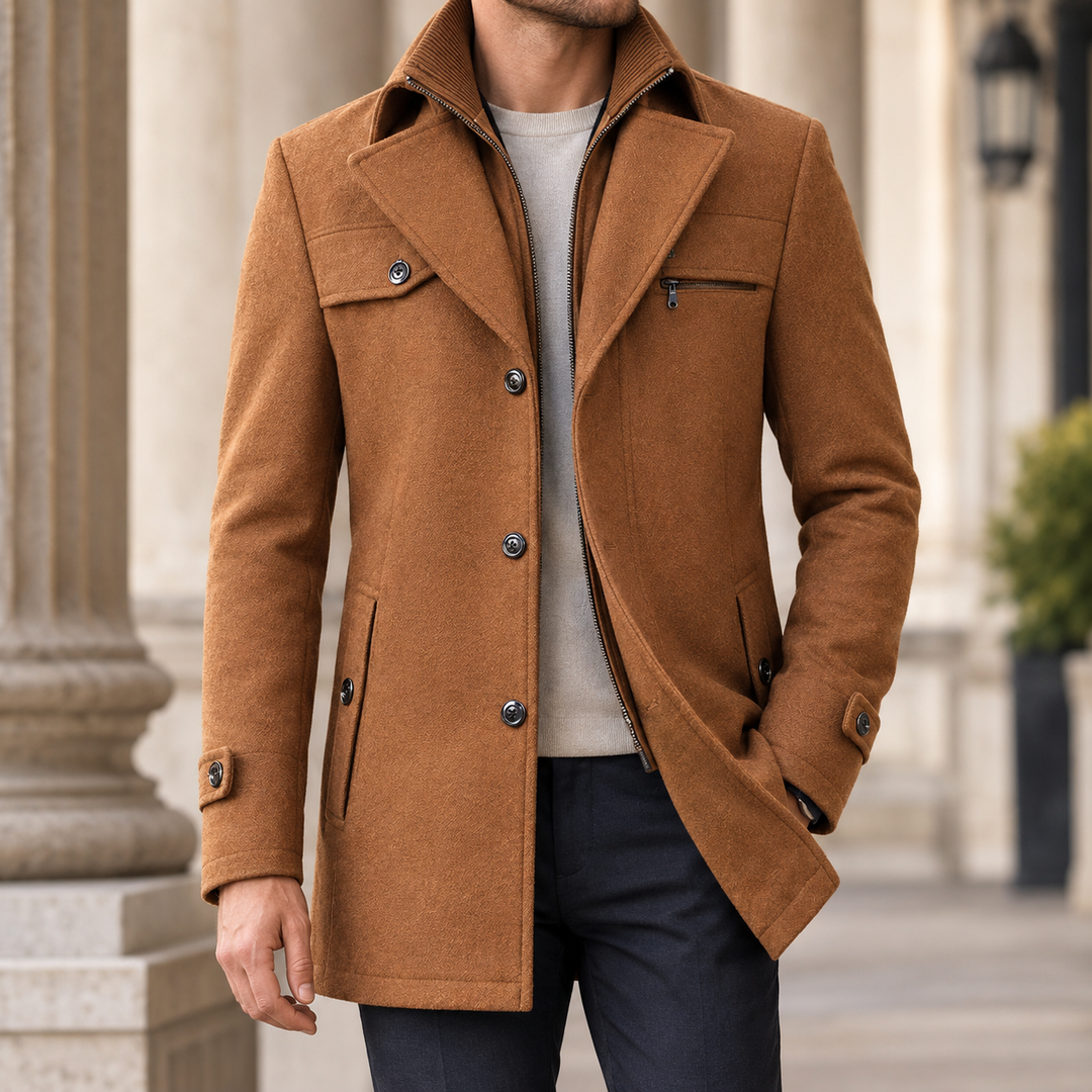 Julian Rose | Wool Coat with Layered Lapel