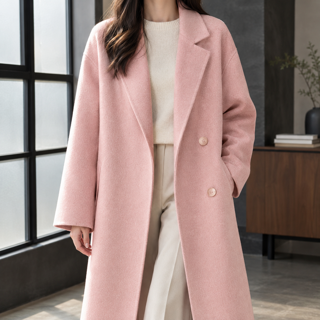 Cordelia | Long Double-Breasted Wool Blend Coat