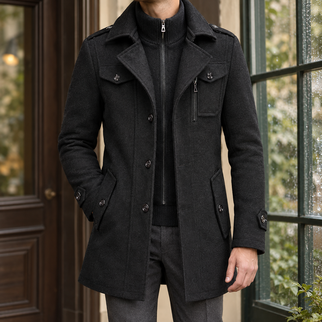 Sebastian Wren | Wool Coat with Double Collar