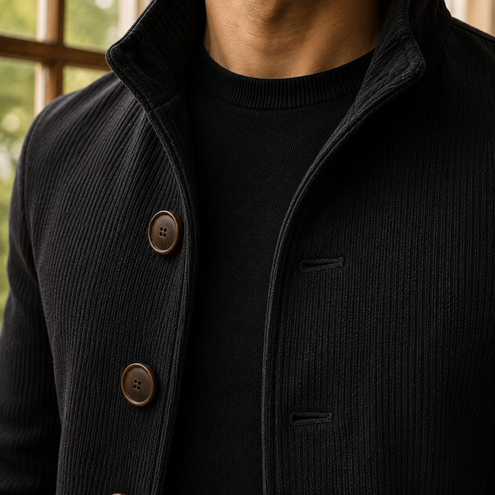 Elias | Ribbed Stand Collar Coat