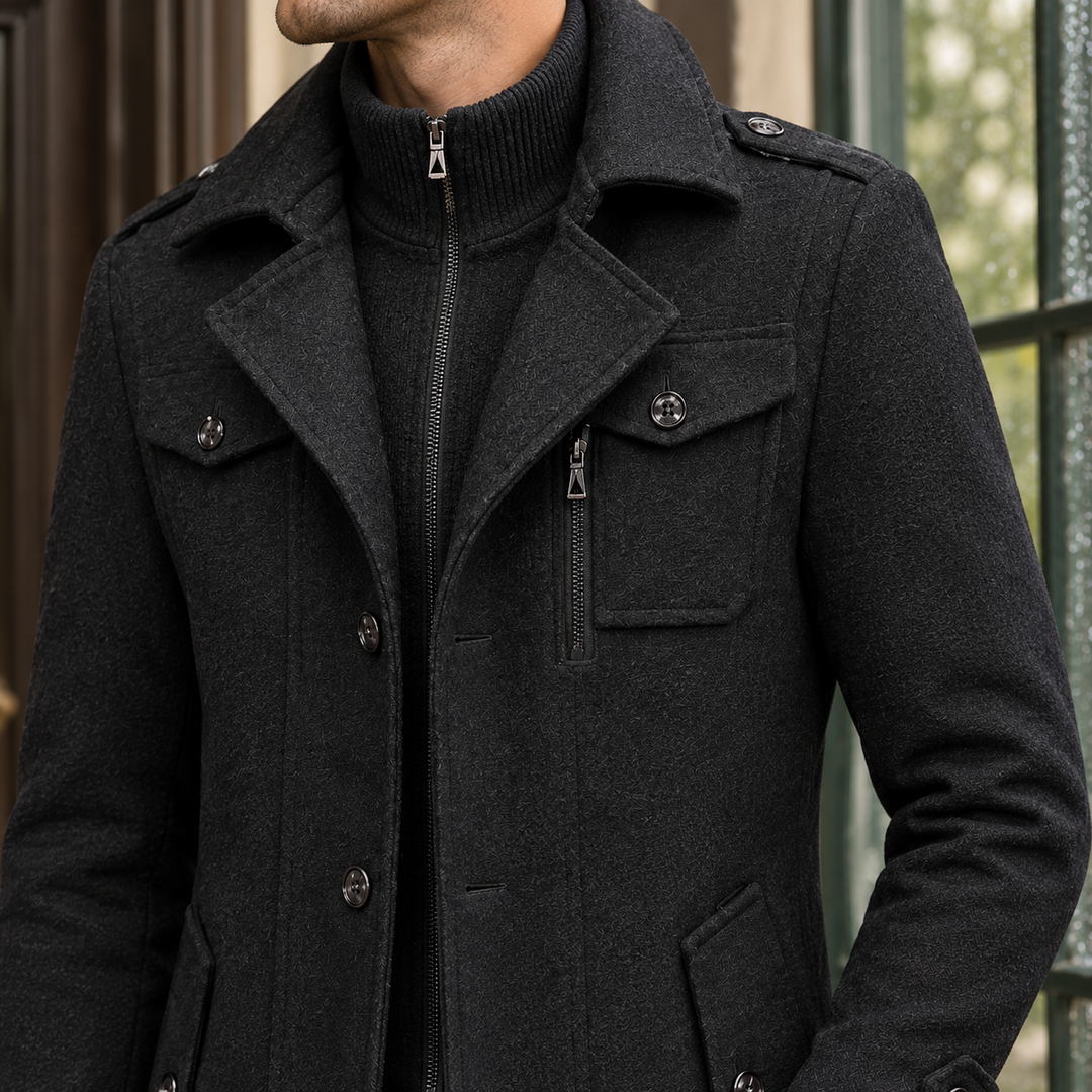 Sebastian Wren | Wool Coat with Double Collar