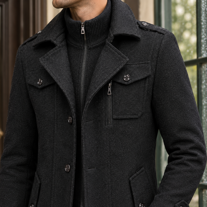 Sebastian Wren | Wool Coat with Double Collar
