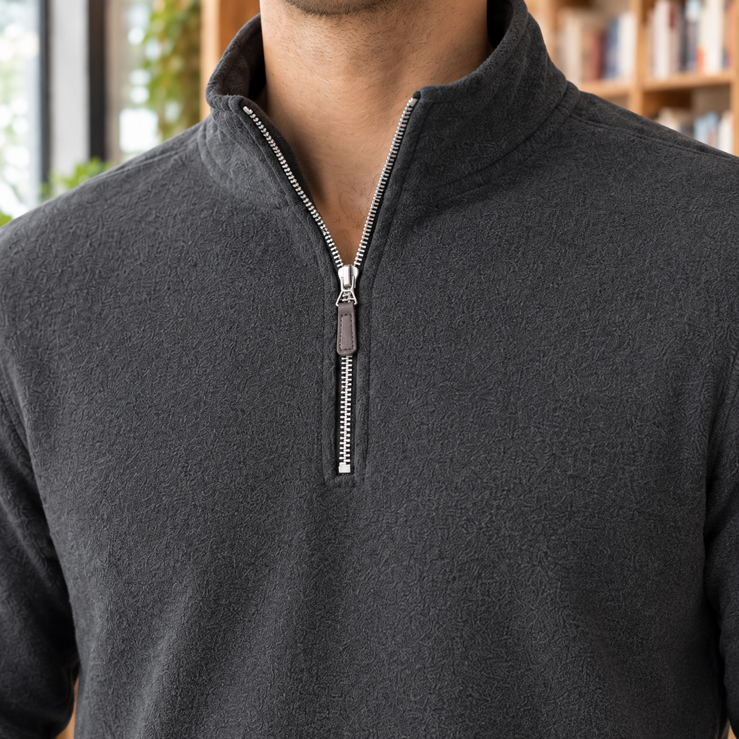 Dominic | Men's Quarter-Zip Pullover with Plush Fleece Texture