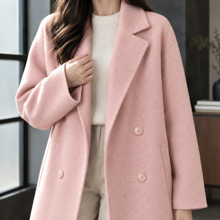 Cordelia | Long Double-Breasted Wool Blend Coat