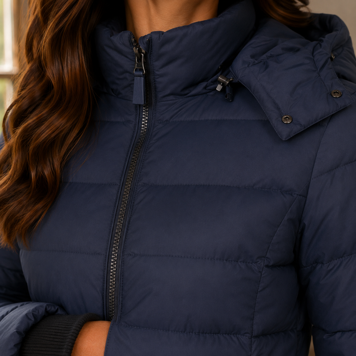 Noelle | Quilted Longline Jacket with Hood