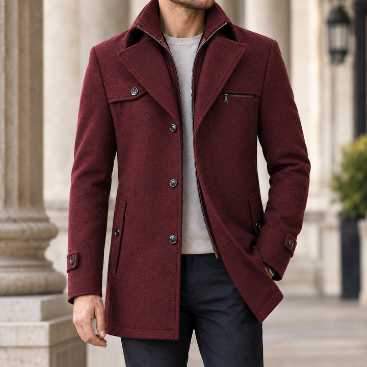 Julian Rose | Wool Coat with Layered Lapel