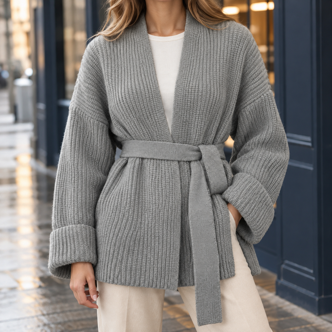 Marielle | Belted Ribbed Knit Cardigan