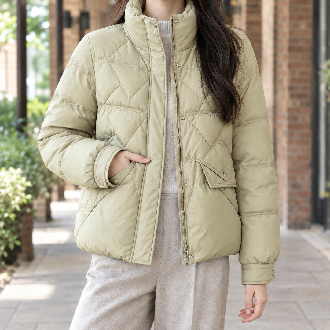 Harlow | Duck Down Diamond Quilted Jacket