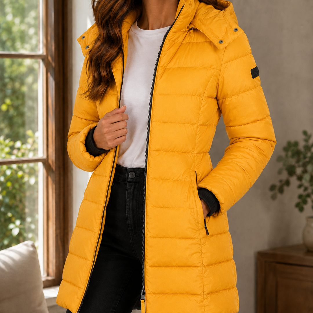 Noelle | Quilted Longline Jacket with Hood