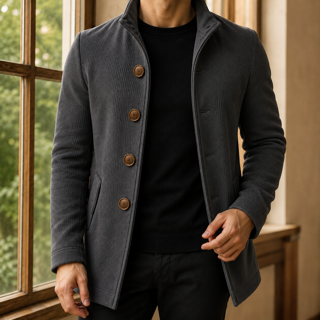 Elias | Ribbed Stand Collar Coat