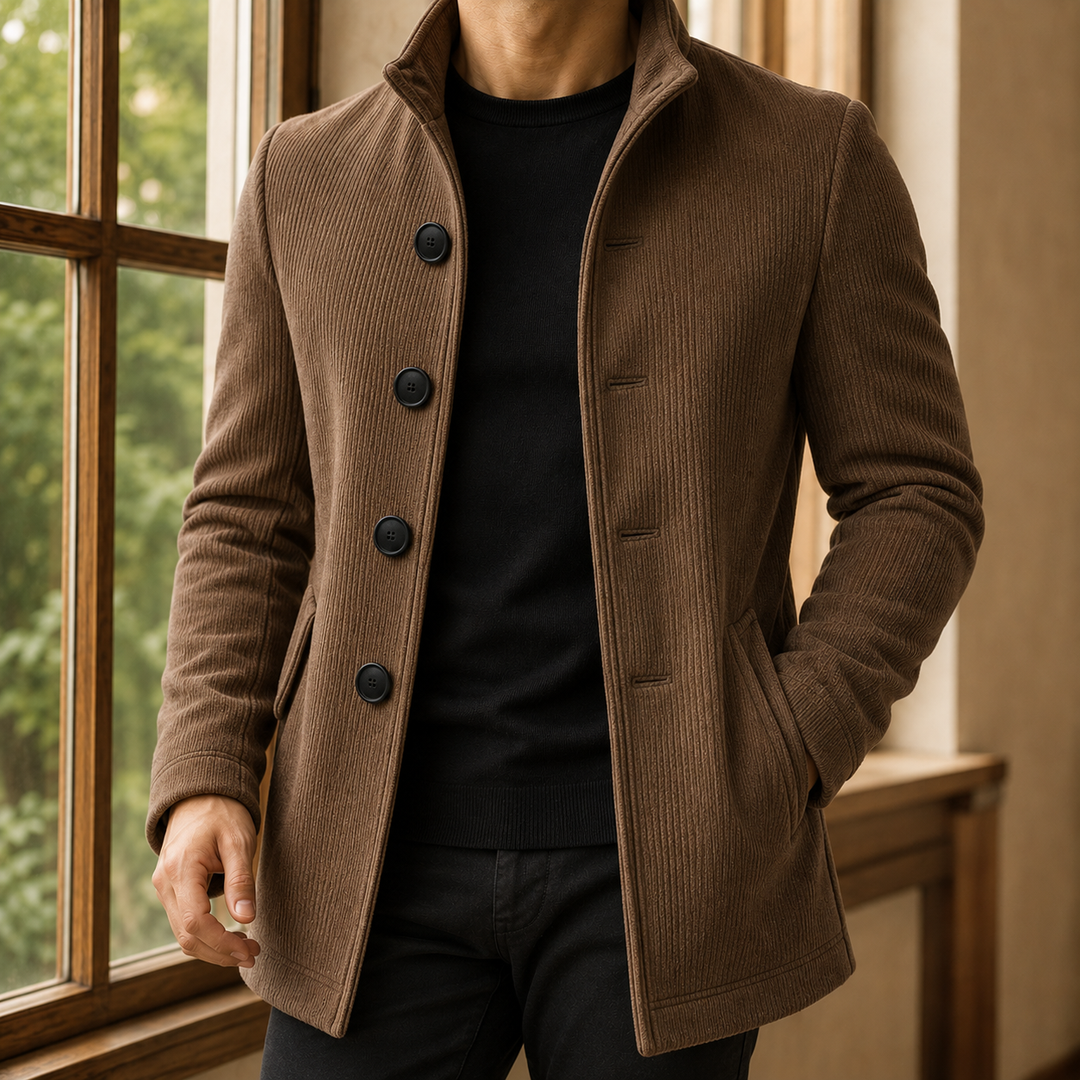 Elias | Ribbed Stand Collar Coat