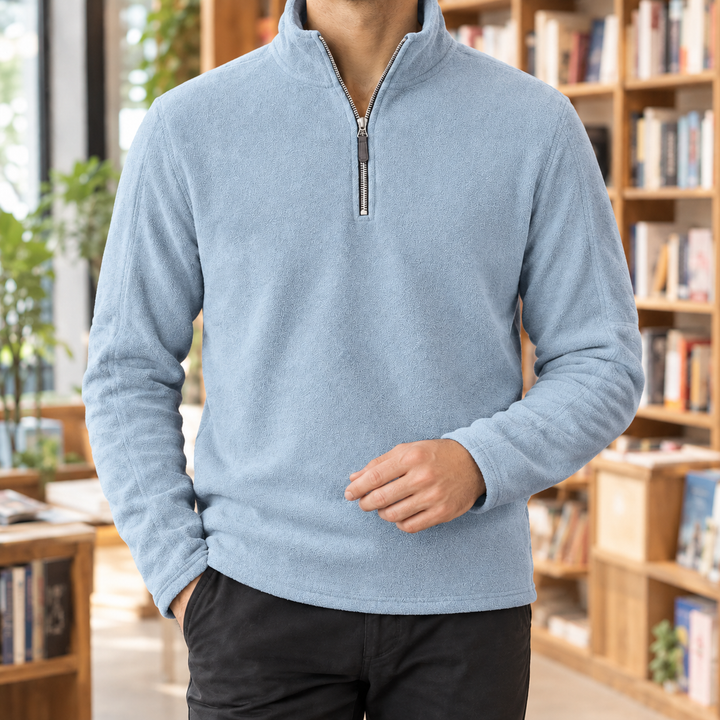 Dominic | Men's Quarter-Zip Pullover with Plush Fleece Texture