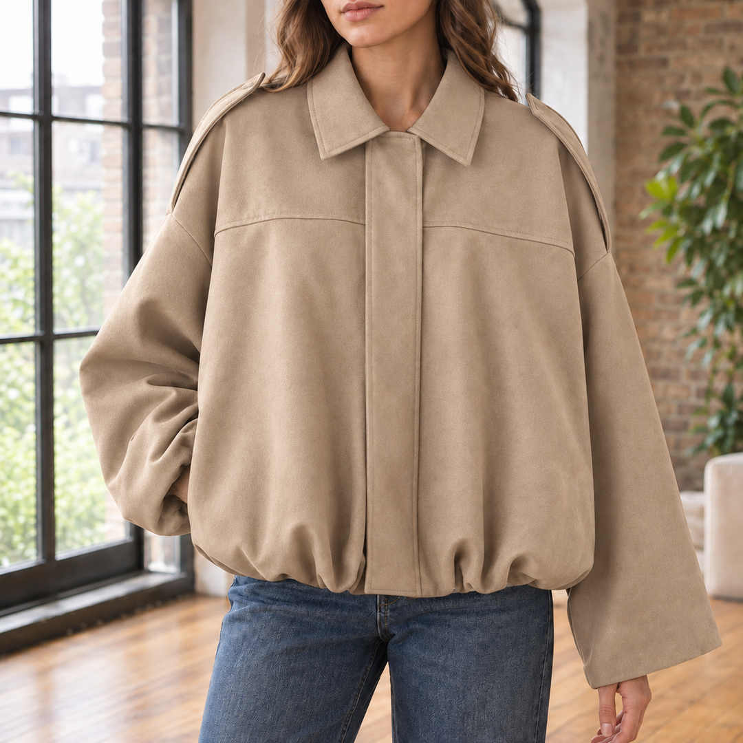 Pearl | Black Suede Cropped Pilot Jacket