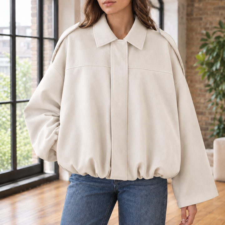 Pearl | Black Suede Cropped Pilot Jacket