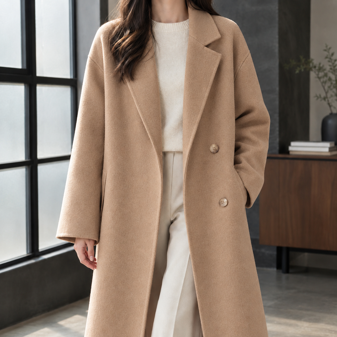 Cordelia | Long Double-Breasted Wool Blend Coat