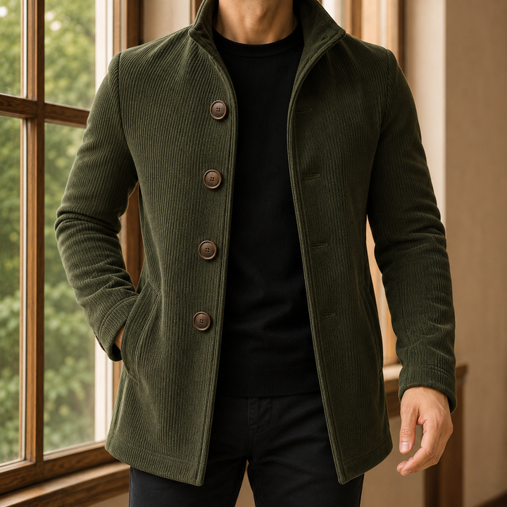 Elias | Ribbed Stand Collar Coat