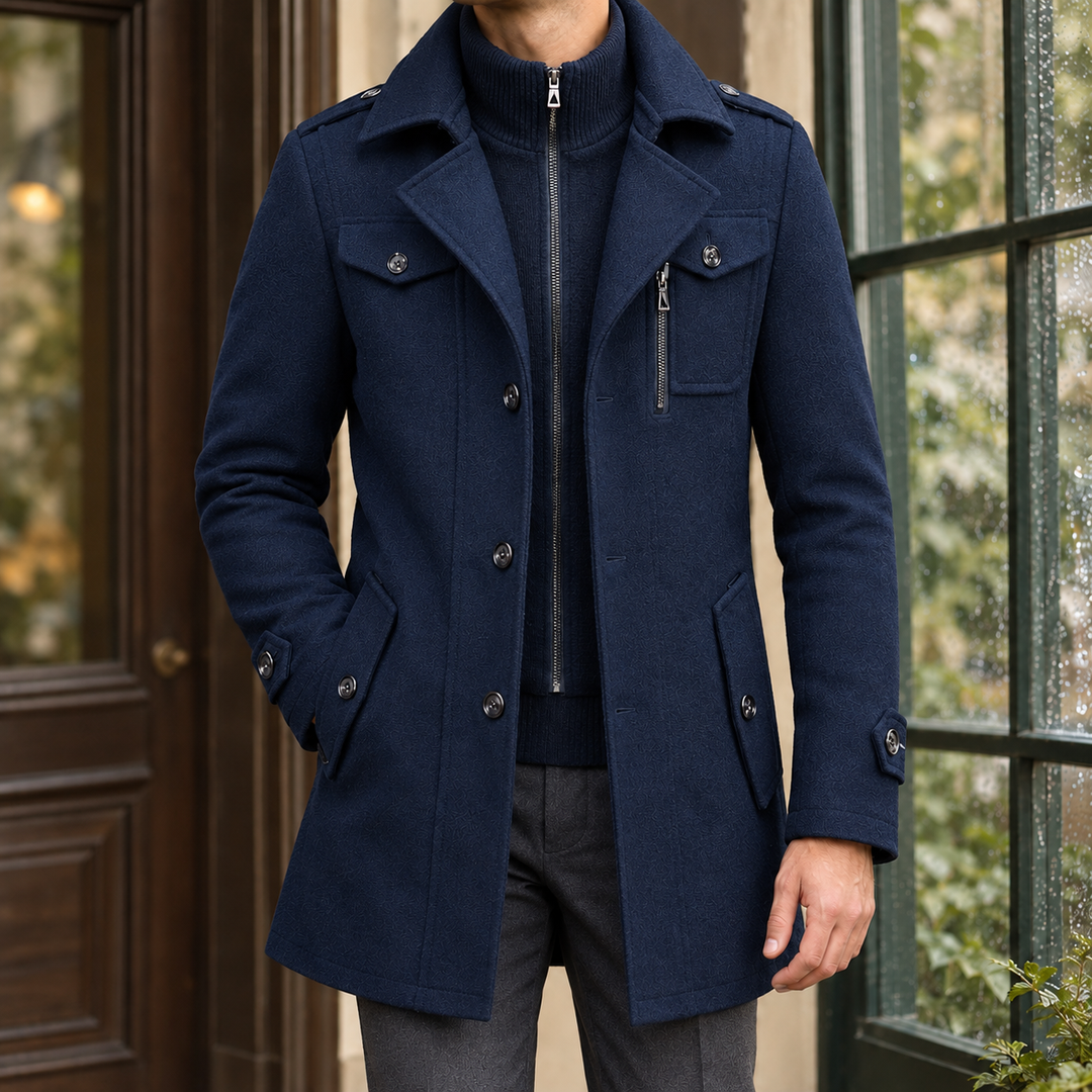 Sebastian Wren | Wool Coat with Double Collar