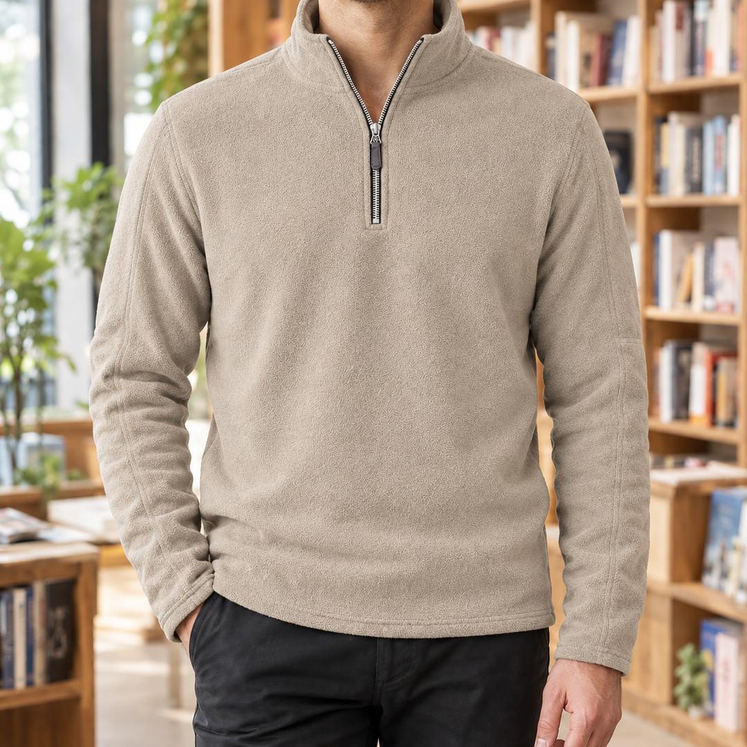 Dominic | Men's Quarter-Zip Pullover with Plush Fleece Texture