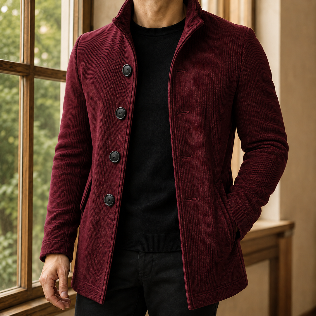 Elias | Ribbed Stand Collar Coat