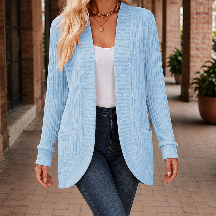 Grace-Kate | Ribbed Open-Front Cardigan