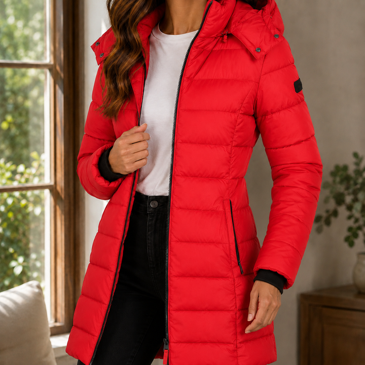 Noelle | Quilted Longline Jacket with Hood