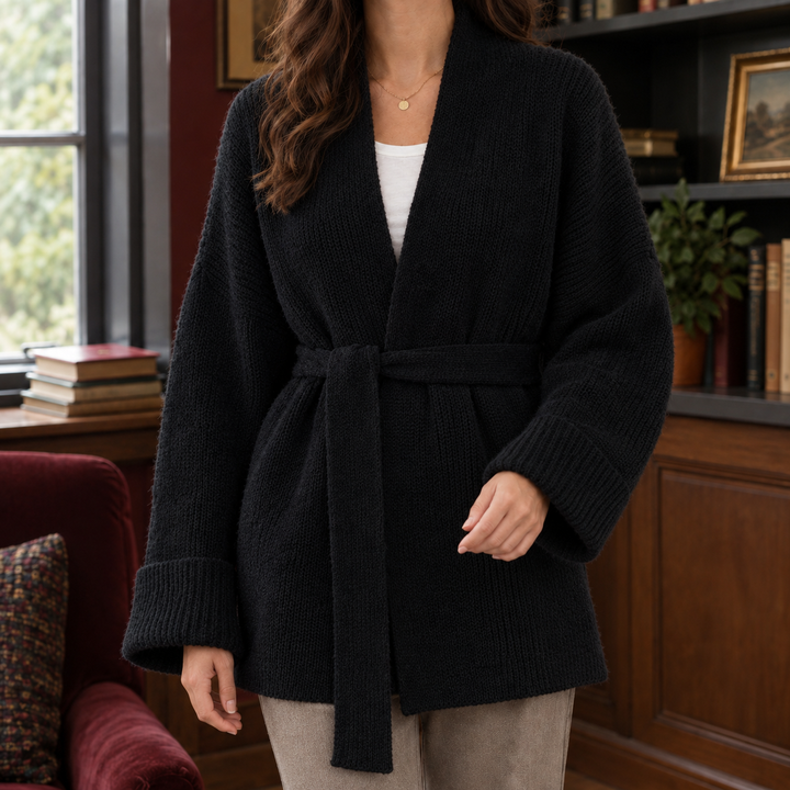 Josephine Rae | Belted Open-Front Cardigan