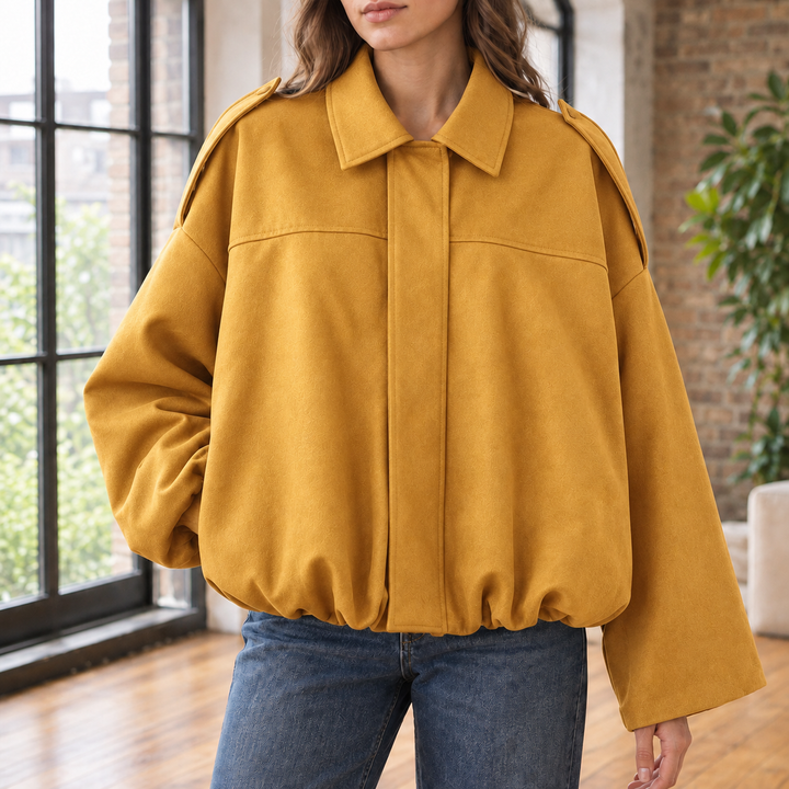 Pearl | Black Suede Cropped Pilot Jacket