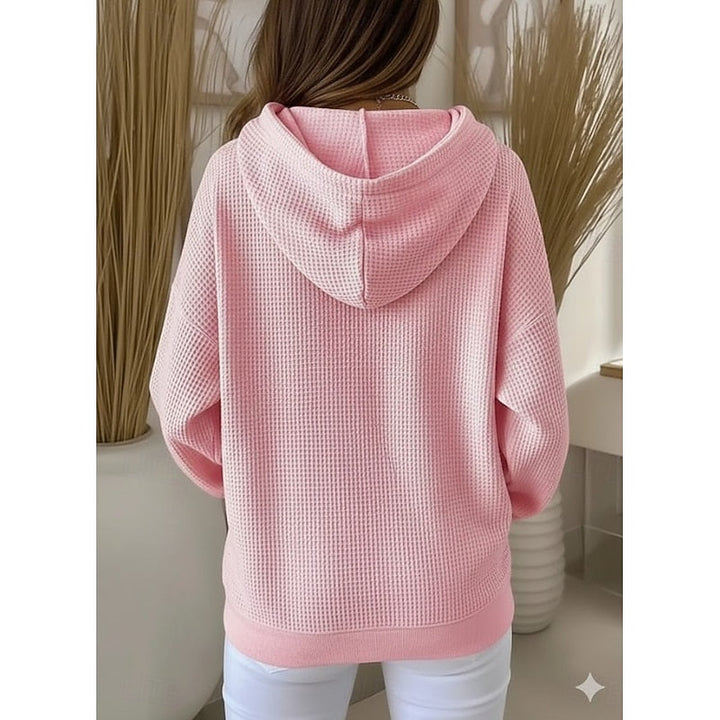 Delaney Rose | Waffle Textured Drawstring Hoodie
