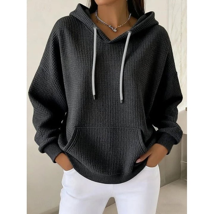 Delaney Rose | Waffle Textured Drawstring Hoodie