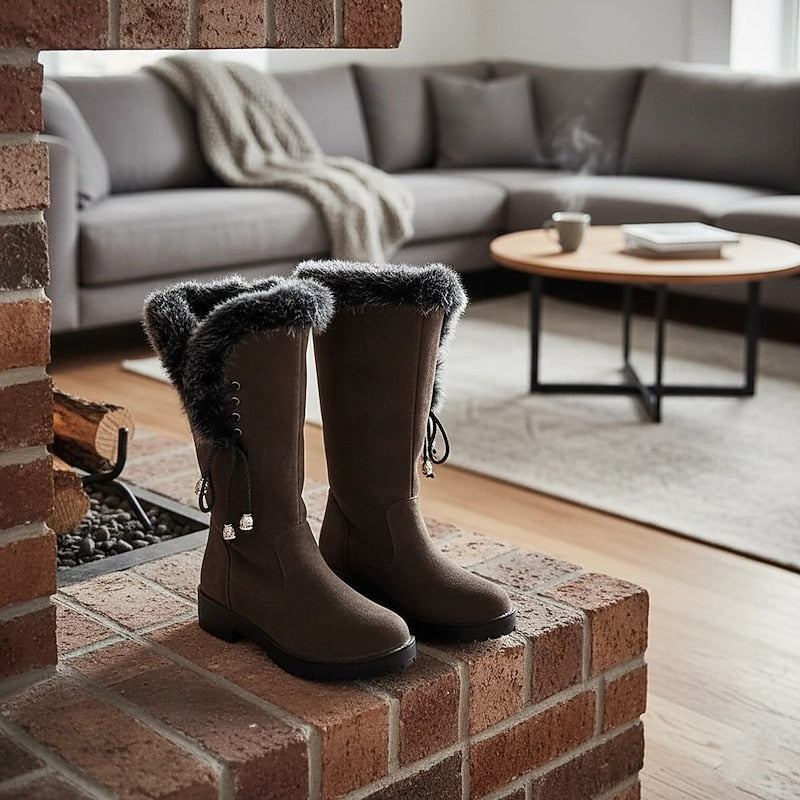 Vivienne | Knee-High Winter Boots with Plush Trim