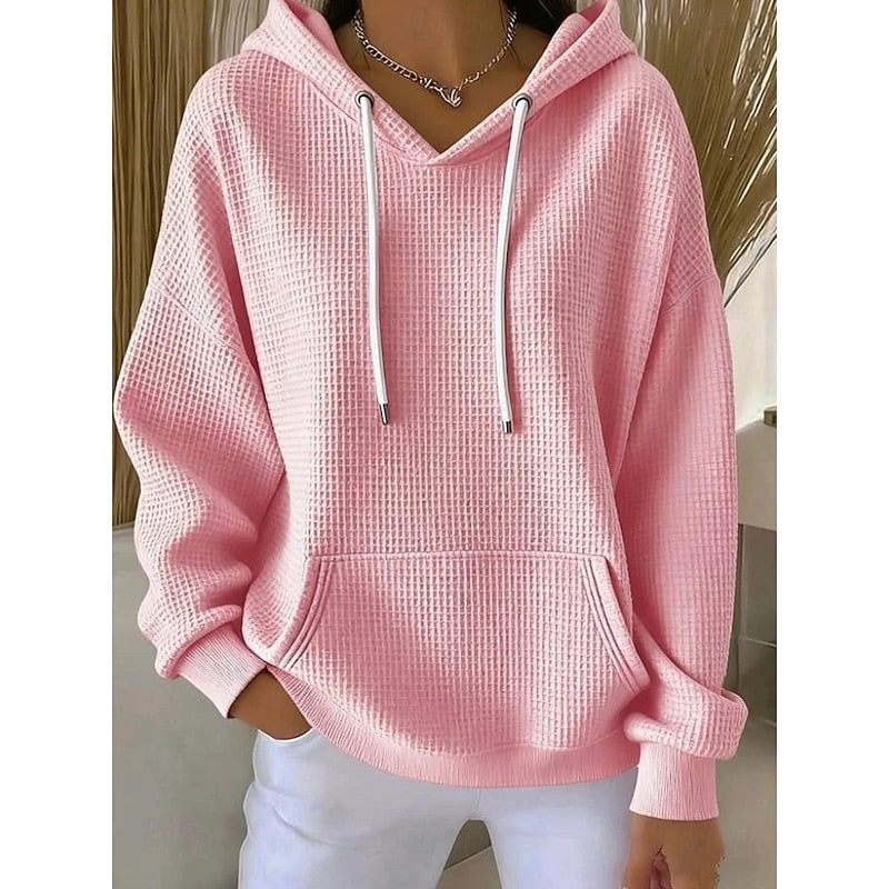 Delaney Rose | Waffle Textured Drawstring Hoodie
