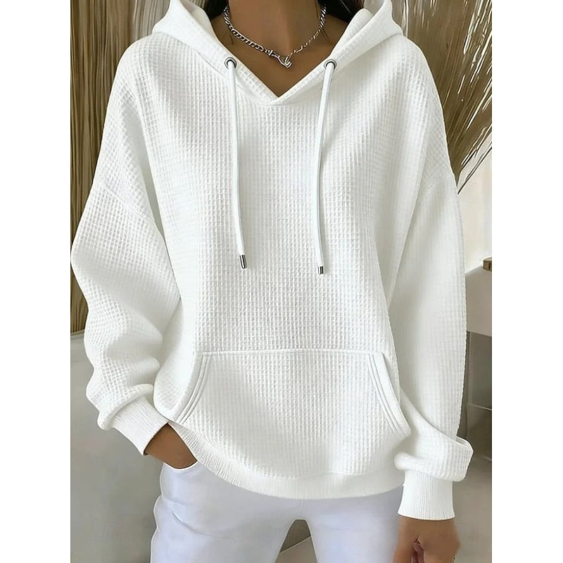 Delaney Rose | Waffle Textured Drawstring Hoodie
