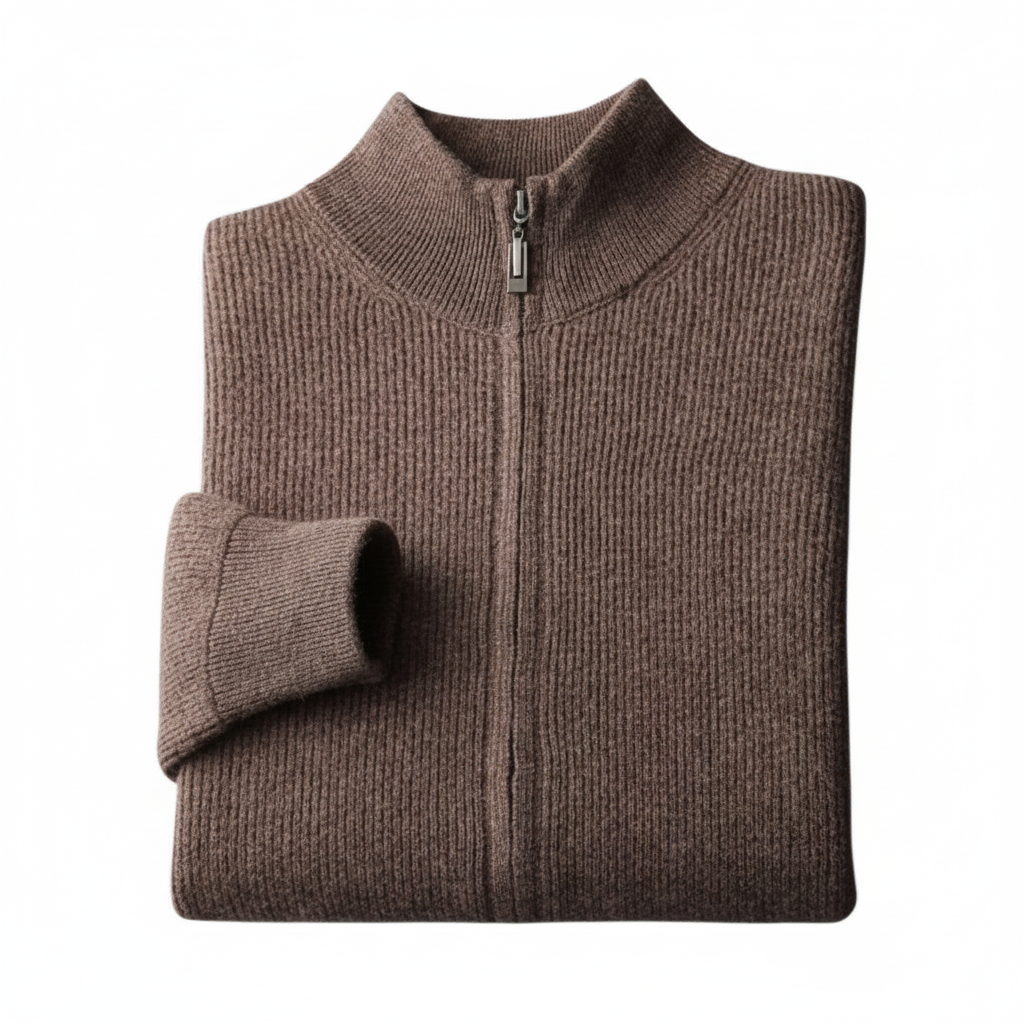 Alessandro | Men's Cashmere Zip-Up Sweater with Stand-Up Collar